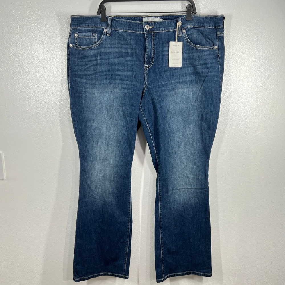 Torrid Denim First At Fit‎ 24R Slim Boot Jeans Plus Size Dark Wash Cotton Blend